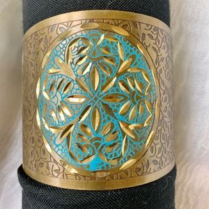 Brass Boho Mixed Metal Open Cuff Bracelet -Like New